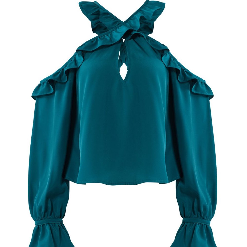 Teal Cold Shoulder Blouse - LIKELY